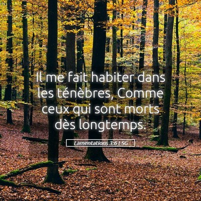 Picture 05 - Lamentations 3:6 LSG - Il me fait habiter dans les ténèbres, Comme - Bible Verse Picture