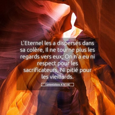 Picture 05 - Lamentations 4:16 LSG - L'Eternel les a dispersés dans sa colère, Il ne - Bible Verse Picture