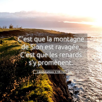 Picture 05 - Lamentations 5:18 LSG - C'est que la montagne de Sion est ravagée, C'est - Bible Verse Picture