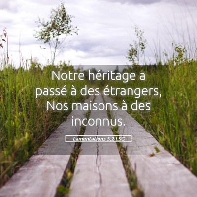 Picture 05 - Lamentations 5:2 LSG - Notre héritage a passé à des étrangers, Nos - Bible Verse Picture