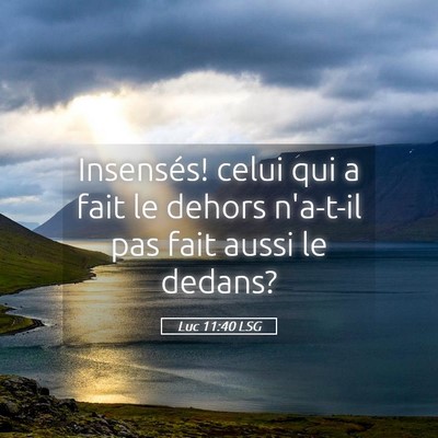 Picture 05 - Luc 11:40 LSG - Insensés! celui qui a fait le dehors n'a-t-il - Bible Verse Picture