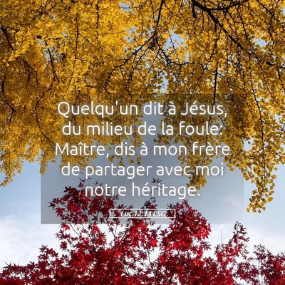 Picture 05 - Luc 12:13 LSG - Quelqu'un dit à Jésus, du milieu de la foule: - Bible Verse Picture