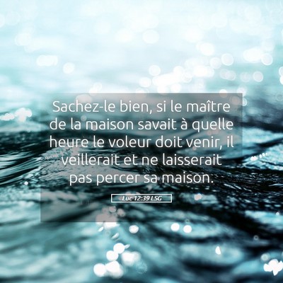 Picture 05 - Luc 12:39 LSG - Sachez-le bien, si le maître de la maison savait - Bible Verse Picture