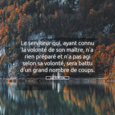 Picture 05 - Luc 12:47 LSG - Le serviteur qui, ayant connu la volonté de son - Bible Verse Picture