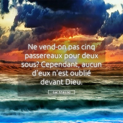 Picture 05 - Luc 12:6 LSG - Ne vend-on pas cinq passereaux pour deux sous? - Bible Verse Picture