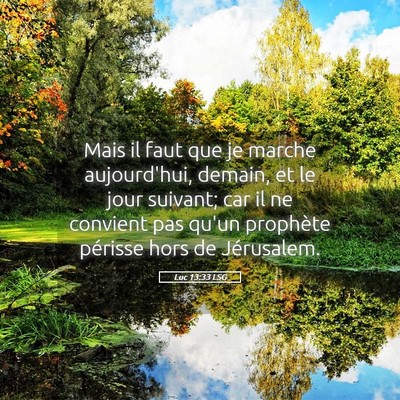 Picture 05 - Luc 13:33 LSG - Mais il faut que je marche aujourd'hui, demain, - Bible Verse Picture