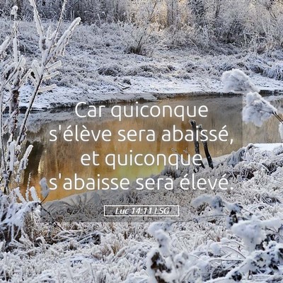 Picture 05 - Luc 14:11 LSG - Car quiconque s'élève sera abaissé, et - Bible Verse Picture