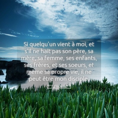 Picture 05 - Luc 14:26 LSG - Si quelqu'un vient à moi, et s'il ne hait pas - Bible Verse Picture