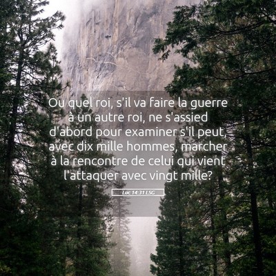 Picture 05 - Luc 14:31 LSG - Ou quel roi, s'il va faire la guerre à un autre - Bible Verse Picture