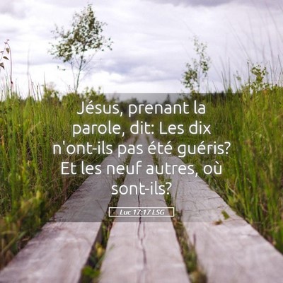 Picture 05 - Luc 17:17 LSG - Jésus, prenant la parole, dit: Les dix n'ont-ils - Bible Verse Picture