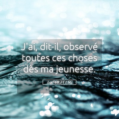Picture 05 - Luc 18:21 LSG - J'ai, dit-il, observé toutes ces choses dès ma - Bible Verse Picture