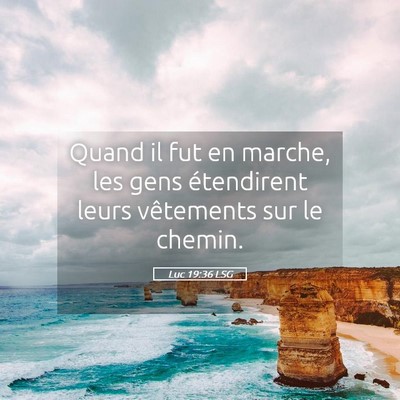 Picture 05 - Luc 19:36 LSG - Quand il fut en marche, les gens étendirent - Bible Verse Picture