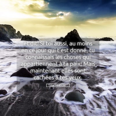 Picture 05 - Luc 19:42 LSG - et dit: Si toi aussi, au moins en ce jour qui - Bible Verse Picture