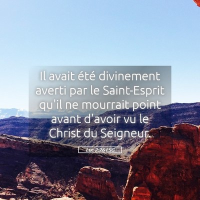 Picture 05 - Luc 2:26 LSG - Il avait été divinement averti par le - Bible Verse Picture