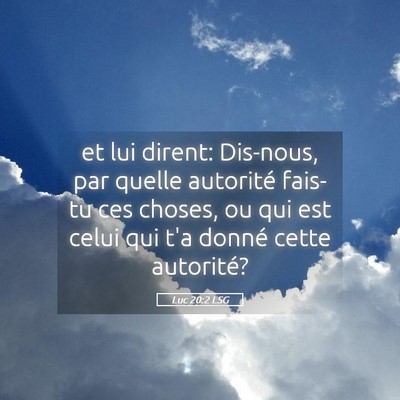 Picture 05 - Luc 20:2 LSG - et lui dirent: Dis-nous, par quelle autorité - Bible Verse Picture