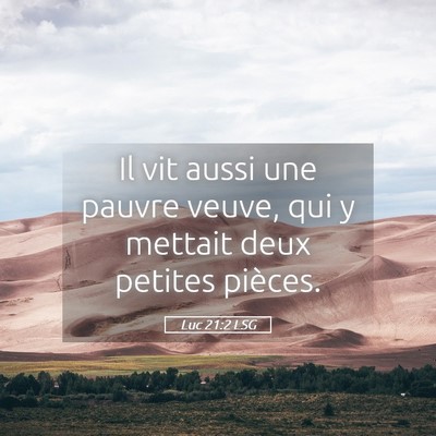 Picture 05 - Luc 21:2 LSG - Il vit aussi une pauvre veuve, qui y mettait deux - Bible Verse Picture