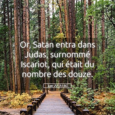 Picture 05 - Luc 22:3 LSG - Or, Satan entra dans Judas, surnommé Iscariot, - Bible Verse Picture