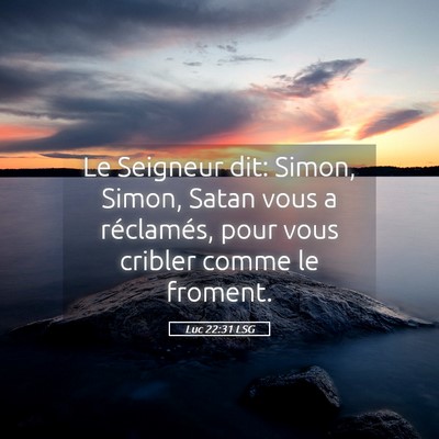 Picture 05 - Luc 22:31 LSG - Le Seigneur dit: Simon, Simon, Satan vous a - Bible Verse Picture