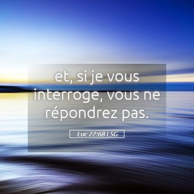Picture 05 - Luc 22:68 LSG - et, si je vous interroge, vous ne répondrez - Bible Verse Picture