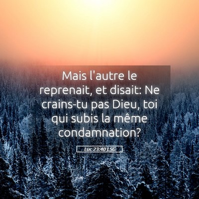Picture 05 - Luc 23:40 LSG - Mais l'autre le reprenait, et disait: Ne - Bible Verse Picture