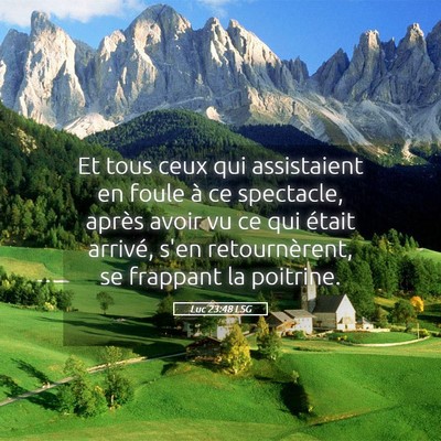 Picture 05 - Luc 23:48 LSG - Et tous ceux qui assistaient en foule à ce - Bible Verse Picture