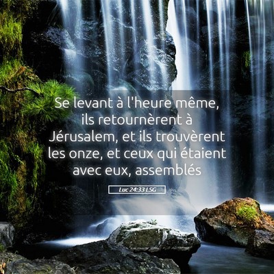 Picture 05 - Luc 24:33 LSG - Se levant à l'heure même, ils retournèrent à - Bible Verse Picture