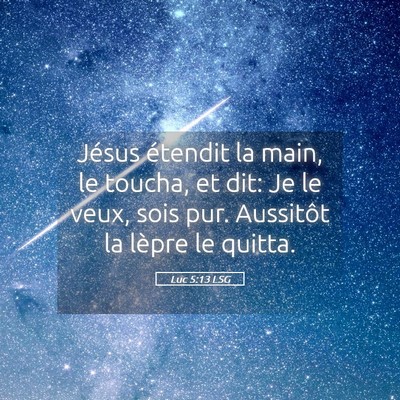 Picture 05 - Luc 5:13 LSG - Jésus étendit la main, le toucha, et dit: Je le - Bible Verse Picture