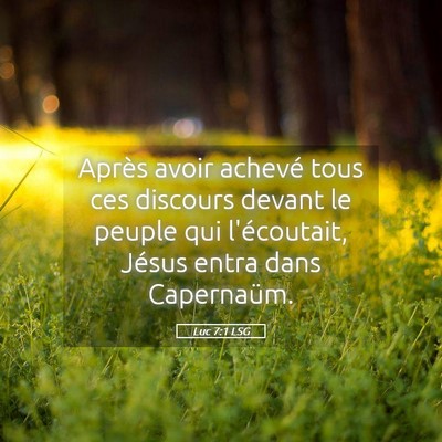 Picture 05 - Luc 7:1 LSG - Après avoir achevé tous ces discours devant le - Bible Verse Picture