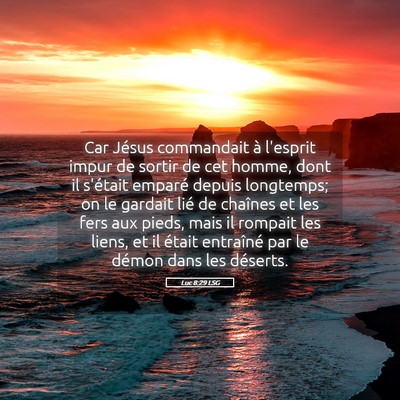 Picture 05 - Luc 8:29 LSG - Car Jésus commandait à l'esprit impur de sortir - Bible Verse Picture