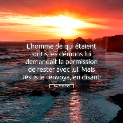 Picture 05 - Luc 8:38 LSG - L'homme de qui étaient sortis les démons lui - Bible Verse Picture