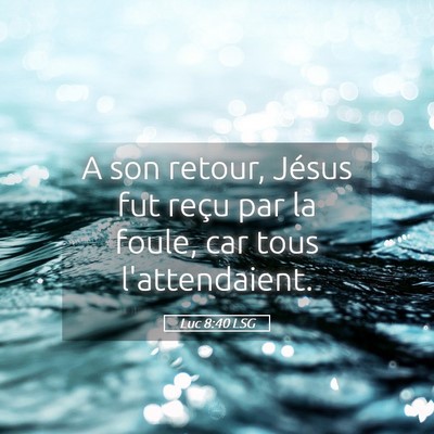 Picture 05 - Luc 8:40 LSG - A son retour, Jésus fut reçu par la foule, car - Bible Verse Picture