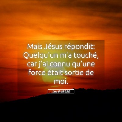 Picture 05 - Luc 8:46 LSG - Mais Jésus répondit: Quelqu'un m'a touché, car - Bible Verse Picture