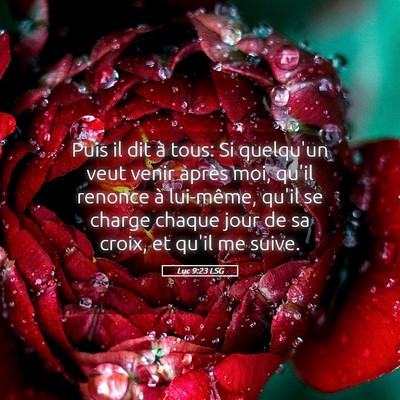 Picture 05 - Luc 9:23 LSG - Puis il dit à tous: Si quelqu'un veut venir - Bible Verse Picture