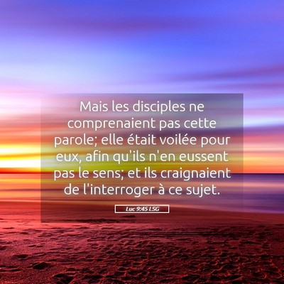 Picture 05 - Luc 9:45 LSG - Mais les disciples ne comprenaient pas cette - Bible Verse Picture