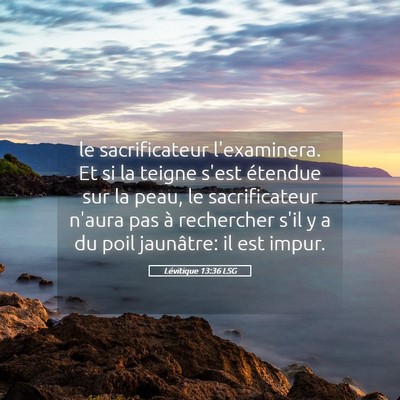 Picture 05 - Lévitique 13:36 LSG - le sacrificateur l'examinera. Et si la teigne - Bible Verse Picture