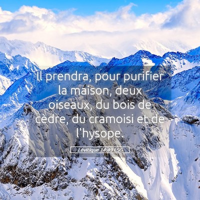 Picture 05 - Lévitique 14:49 LSG - Il prendra, pour purifier la maison, deux - Bible Verse Picture