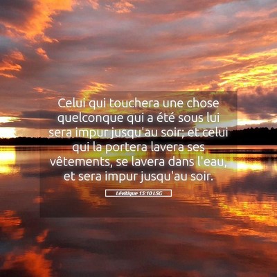 Picture 05 - Lévitique 15:10 LSG - Celui qui touchera une chose quelconque qui a - Bible Verse Picture