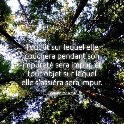 Picture 05 - Lévitique 15:20 LSG - Tout lit sur lequel elle couchera pendant son - Bible Verse Picture