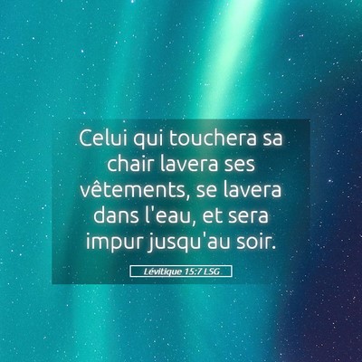 Picture 05 - Lévitique 15:7 LSG - Celui qui touchera sa chair lavera ses - Bible Verse Picture