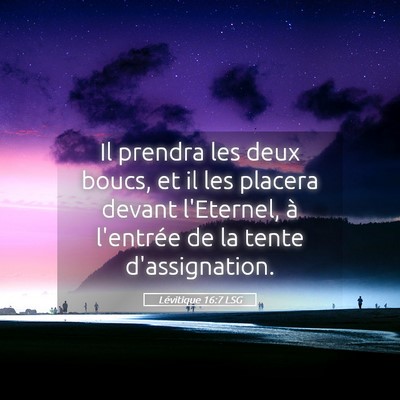Picture 05 - Lévitique 16:7 LSG - Il prendra les deux boucs, et il les placera - Bible Verse Picture