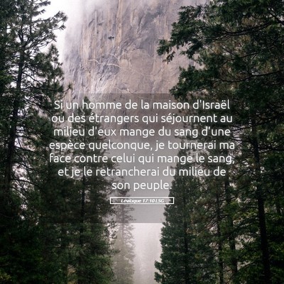 Picture 05 - Lévitique 17:10 LSG - Si un homme de la maison d'Israël ou des - Bible Verse Picture