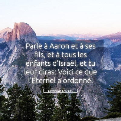 Picture 05 - Lévitique 17:2 LSG - Parle à Aaron et à ses fils, et à tous les - Bible Verse Picture