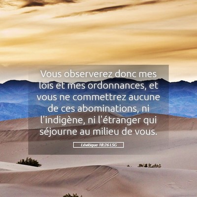 Picture 05 - Lévitique 18:26 LSG - Vous observerez donc mes lois et mes ordonnances, - Bible Verse Picture