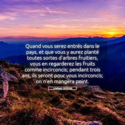 Picture 05 - Lévitique 19:23 LSG - Quand vous serez entrés dans le pays, et que - Bible Verse Picture