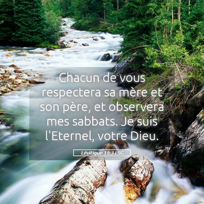 Picture 05 - Lévitique 19:3 LSG - Chacun de vous respectera sa mère et son père, - Bible Verse Picture