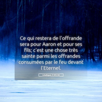 Picture 05 - Lévitique 2:10 LSG - Ce qui restera de l'offrande sera pour Aaron et - Bible Verse Picture
