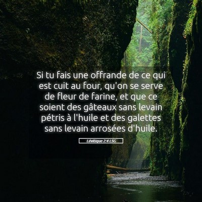 Picture 05 - Lévitique 2:4 LSG - Si tu fais une offrande de ce qui est cuit au - Bible Verse Picture