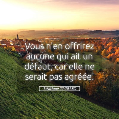 Picture 05 - Lévitique 22:20 LSG - Vous n'en offrirez aucune qui ait un défaut, car - Bible Verse Picture