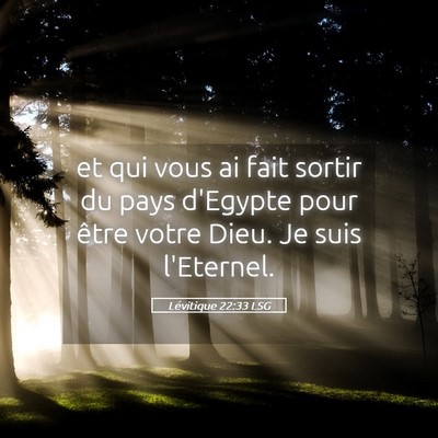 Picture 05 - Lévitique 22:33 LSG - et qui vous ai fait sortir du pays d'Egypte pour - Bible Verse Picture