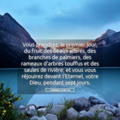 Picture 05 - Lévitique 23:40 LSG - Vous prendrez, le premier jour, du fruit des - Bible Verse Picture